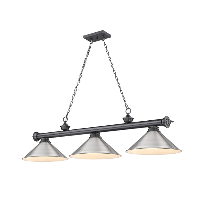 Z-Lite Cordon 3-Light Linear Pendant Light In Bronze Plate Z-Lite Cordon 3-Light Linear Pendant Light In Bronze Plate
