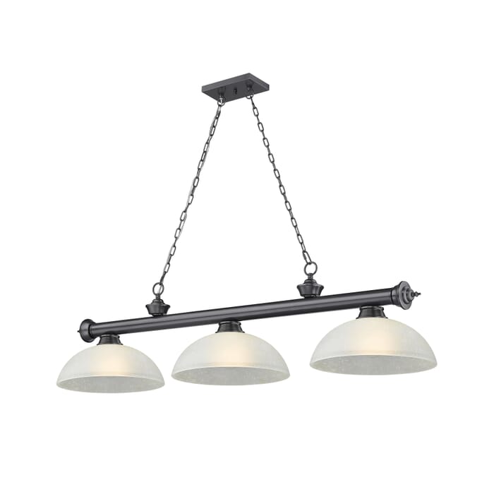 Z-Lite Cordon 3-Light Linear Pendant Light In Bronze Plate Z-Lite Cordon 3-Light Linear Pendant Light In Bronze Plate
