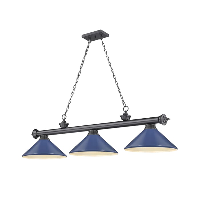 Z-Lite Cordon 3-Light Linear Pendant Light In Bronze Plate Z-Lite Cordon 3-Light Linear Pendant Light In Bronze Plate