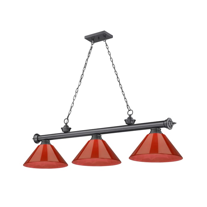 Z-Lite Cordon 3-Light Linear Pendant Light In Bronze Plate Z-Lite Cordon 3-Light Linear Pendant Light In Bronze Plate