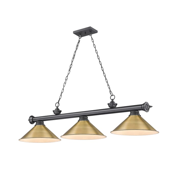 Z-Lite Cordon 3-Light Linear Pendant Light In Bronze Plate Z-Lite Cordon 3-Light Linear Pendant Light In Bronze Plate