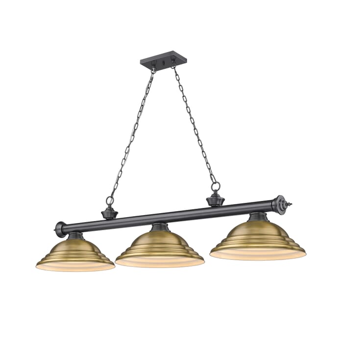 Z-Lite Cordon 3-Light Linear Pendant Light In Bronze Plate Z-Lite Cordon 3-Light Linear Pendant Light In Bronze Plate