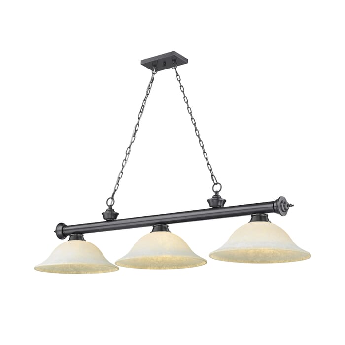 Z-Lite Cordon 3-Light Linear Pendant Light In Bronze Plate Z-Lite Cordon 3-Light Linear Pendant Light In Bronze Plate