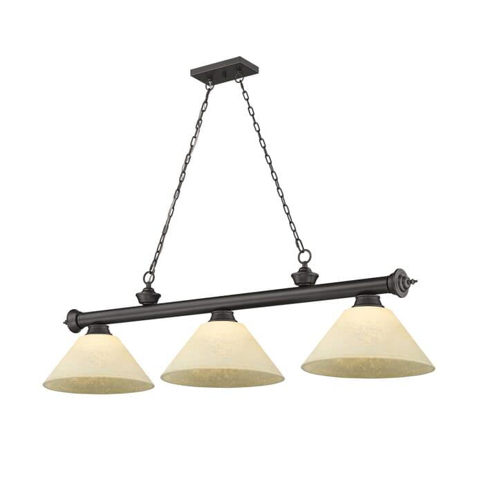 Z-Lite Cordon 3-Light Linear Pendant Light In Bronze Z-Lite Cordon 3-Light Linear Pendant Light In Bronze
