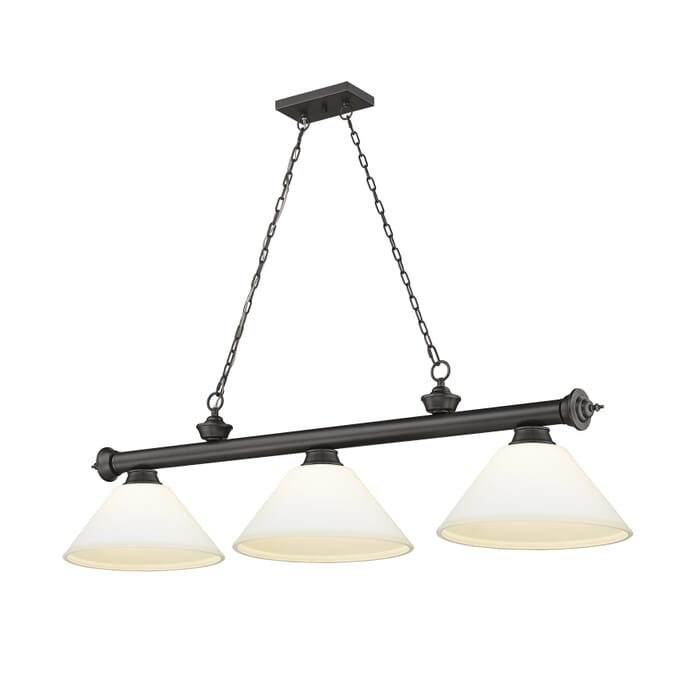 Z-Lite Cordon 3-Light Linear Pendant Light In Bronze Z-Lite Cordon 3-Light Linear Pendant Light In Bronze