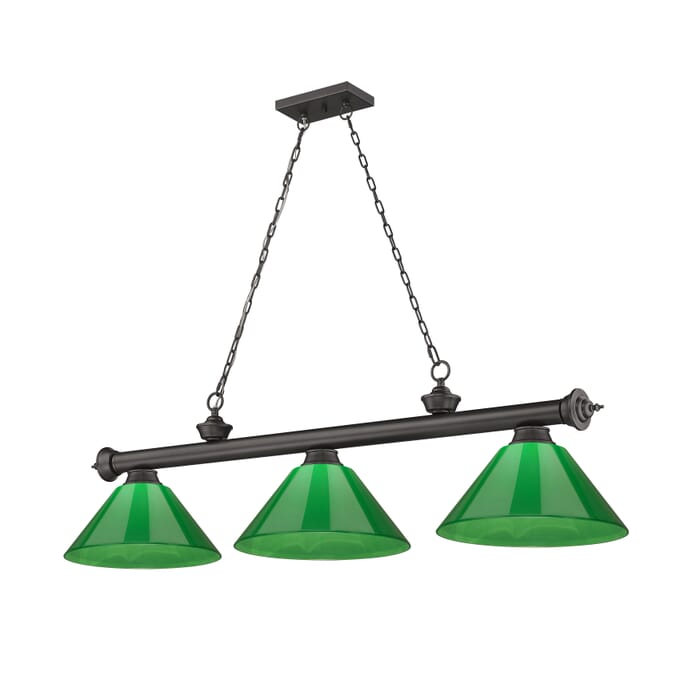Z-Lite Cordon 3-Light Linear Pendant Light In Bronze Z-Lite Cordon 3-Light Linear Pendant Light In Bronze