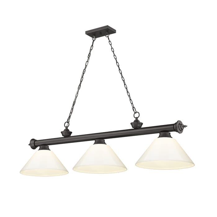 Z-Lite Cordon 3-Light Linear Pendant Light In Bronze Z-Lite Cordon 3-Light Linear Pendant Light In Bronze