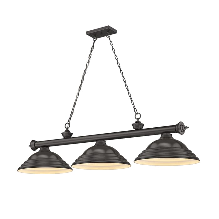 Z-Lite Cordon 3-Light Linear Pendant Light In Bronze Z-Lite Cordon 3-Light Linear Pendant Light In Bronze