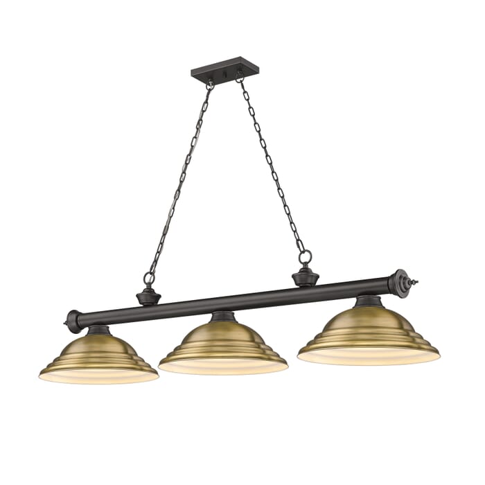Z-Lite Cordon 3-Light Linear Pendant Light In Bronze Z-Lite Cordon 3-Light Linear Pendant Light In Bronze
