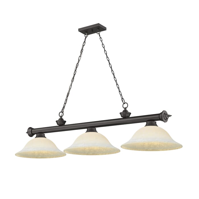 Z-Lite Cordon 3-Light Linear Pendant Light In Bronze Z-Lite Cordon 3-Light Linear Pendant Light In Bronze