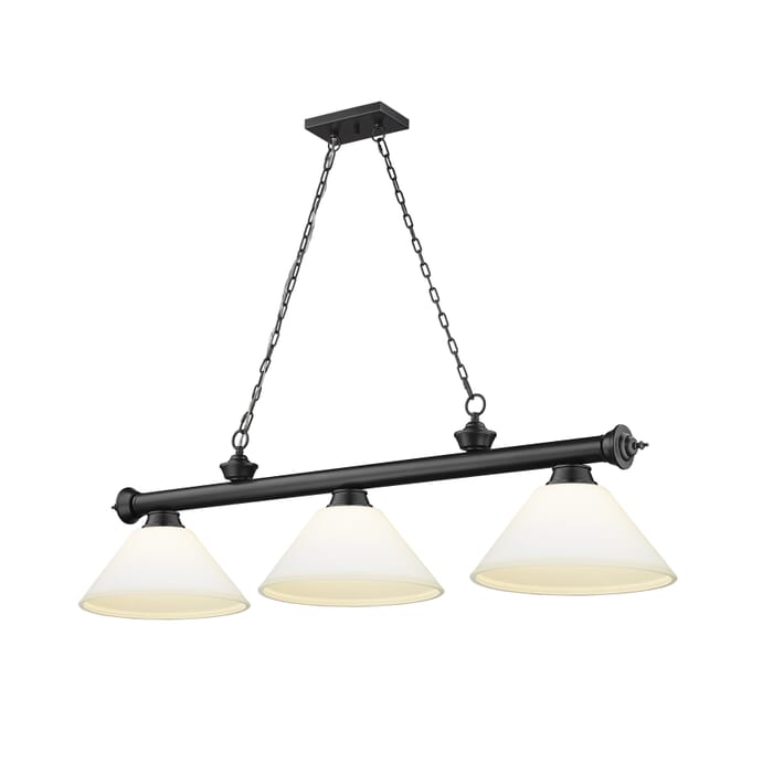 Z-Lite Cordon 3-Light Linear Pendant Light In Matte Black Z-Lite Cordon 3-Light Linear Pendant Light In Matte Black