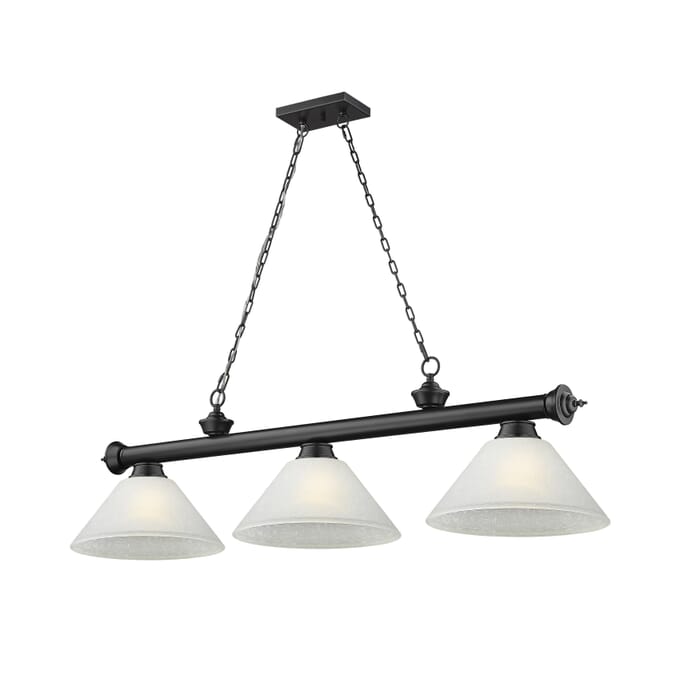 Z-Lite Cordon 3-Light Linear Pendant Light In Matte Black Z-Lite Cordon 3-Light Linear Pendant Light In Matte Black