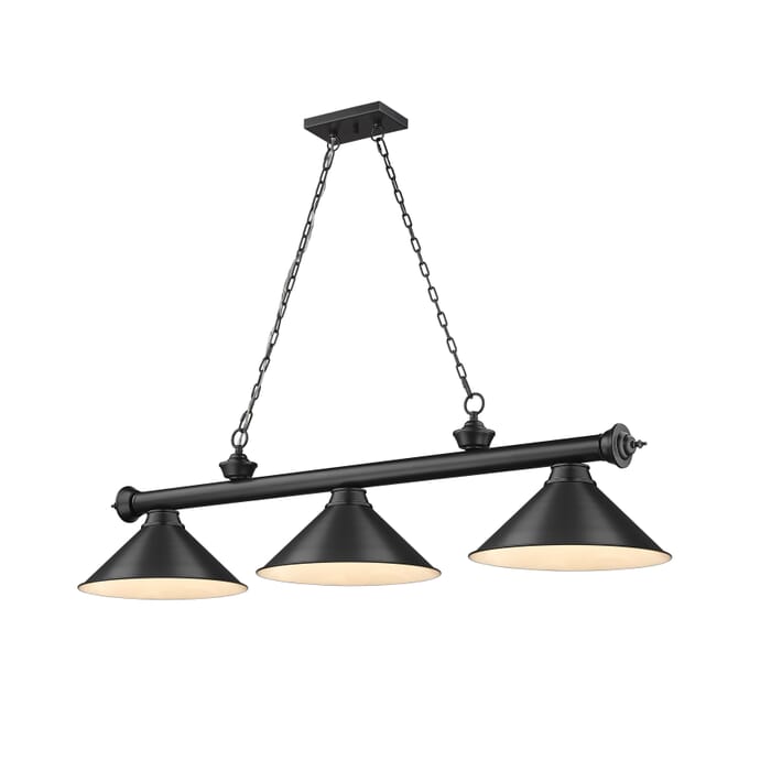 Z-Lite Cordon 3-Light Linear Pendant Light In Matte Black Z-Lite Cordon 3-Light Linear Pendant Light In Matte Black