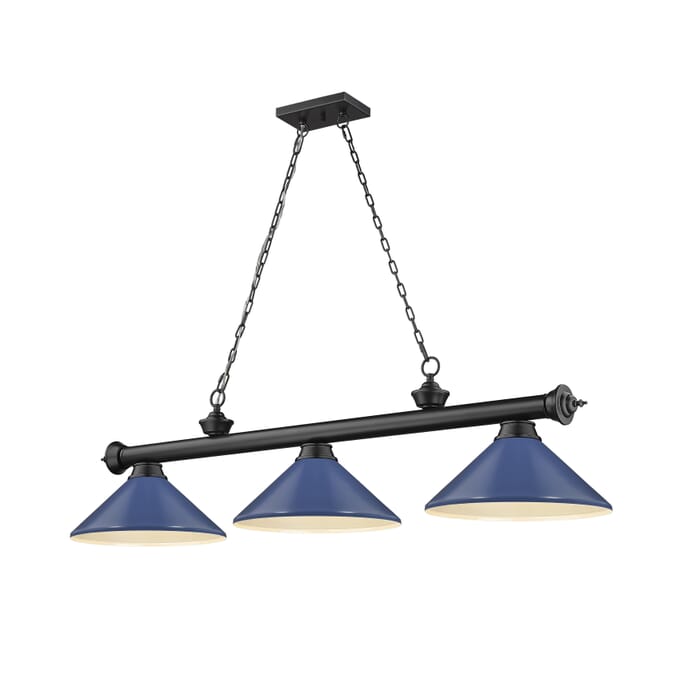Z-Lite Cordon 3-Light Linear Pendant Light In Matte Black Z-Lite Cordon 3-Light Linear Pendant Light In Matte Black