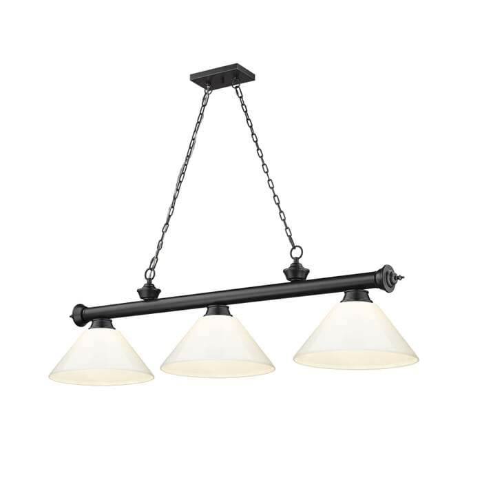 Z-Lite Cordon 3-Light Linear Pendant Light In Matte Black Z-Lite Cordon 3-Light Linear Pendant Light In Matte Black