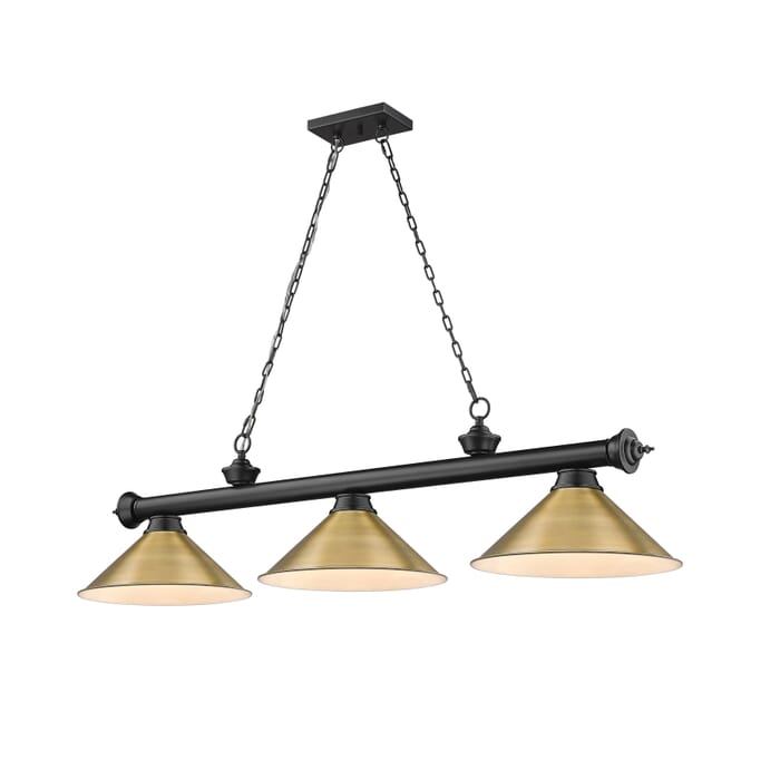 Z-Lite Cordon 3-Light Linear Pendant Light In Matte Black Z-Lite Cordon 3-Light Linear Pendant Light In Matte Black