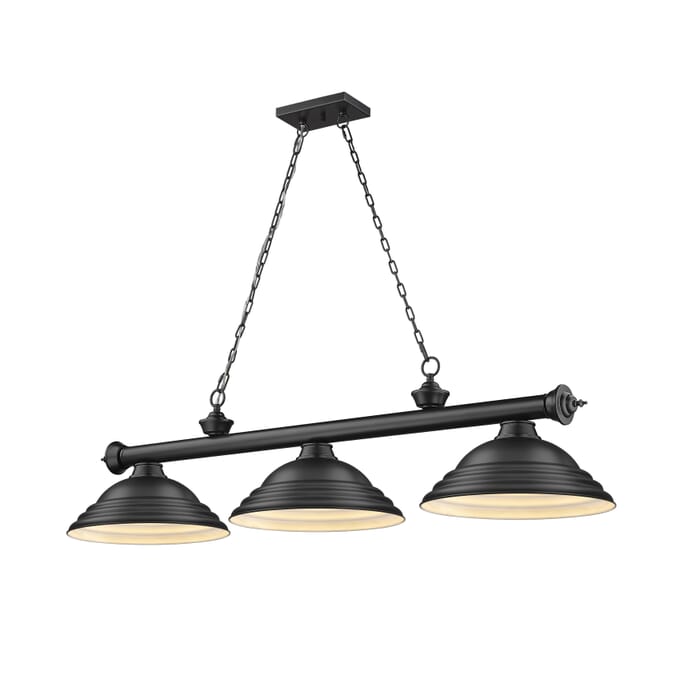 Z-Lite Cordon 3-Light Linear Pendant Light In Matte Black Z-Lite Cordon 3-Light Linear Pendant Light In Matte Black