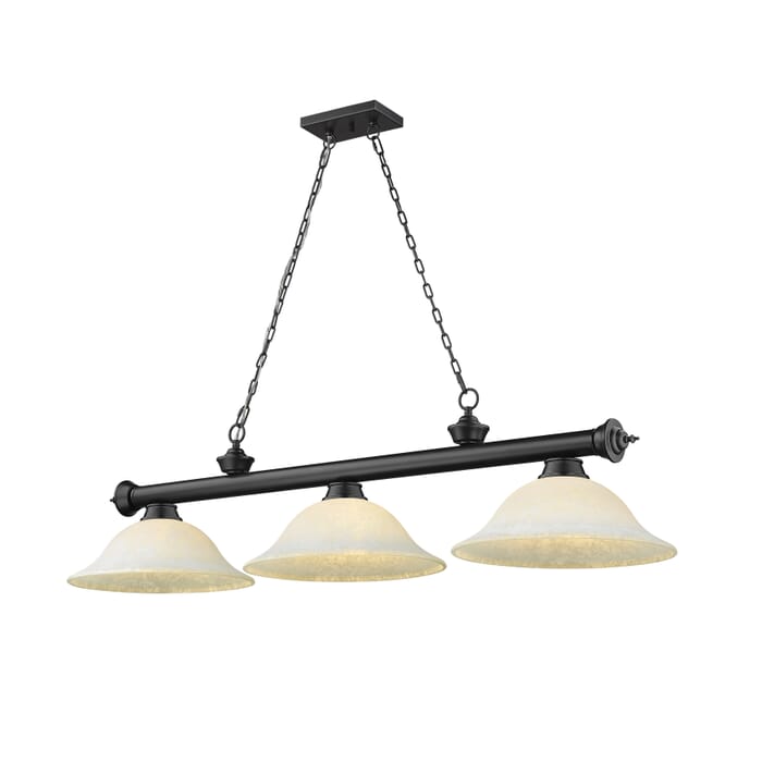 Z-Lite Cordon 3-Light Linear Pendant Light In Matte Black Z-Lite Cordon 3-Light Linear Pendant Light In Matte Black
