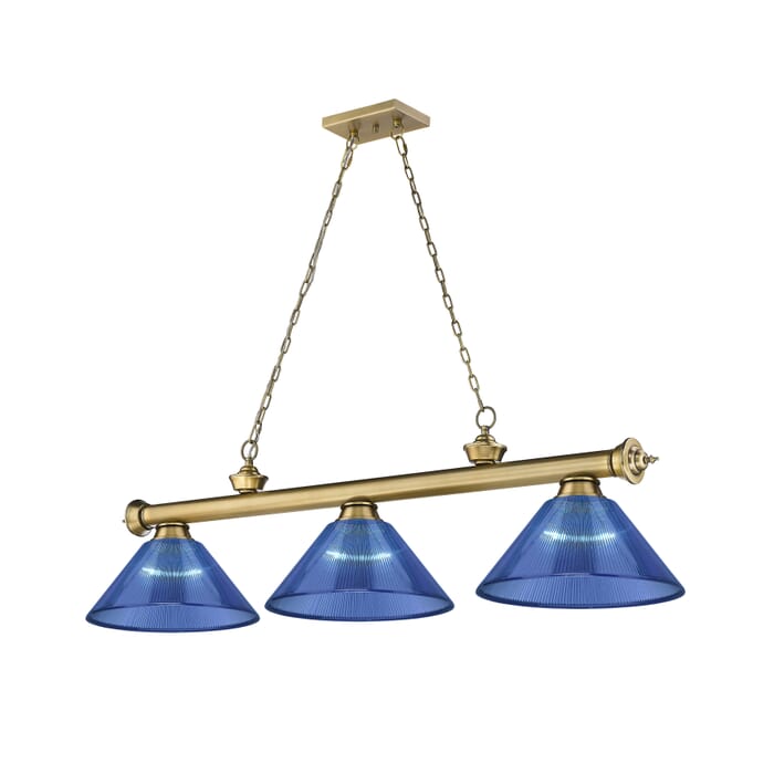 Z-Lite Cordon 3-Light Linear Pendant Light In Rubbed Brass Z-Lite Cordon 3-Light Linear Pendant Light In Rubbed Brass