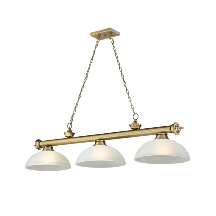 Z-Lite Cordon 3-Light Linear Pendant Light In Rubbed Brass Z-Lite Cordon 3-Light Linear Pendant Light In Rubbed Brass