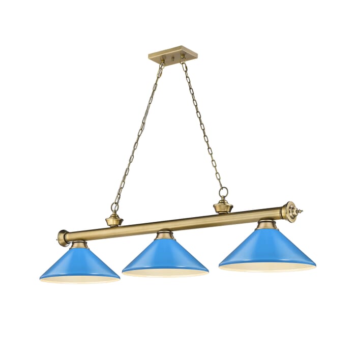 Z-Lite Cordon 3-Light Linear Pendant Light In Rubbed Brass Z-Lite Cordon 3-Light Linear Pendant Light In Rubbed Brass