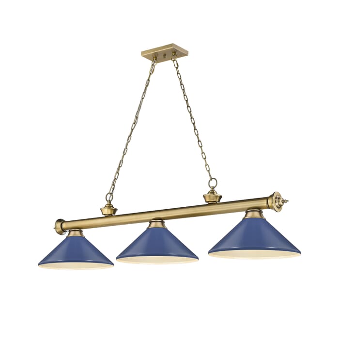 Z-Lite Cordon 3-Light Linear Pendant Light In Rubbed Brass Z-Lite Cordon 3-Light Linear Pendant Light In Rubbed Brass