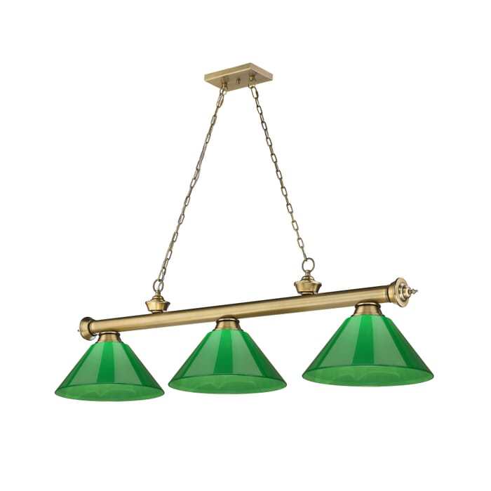 Z-Lite Cordon 3-Light Linear Pendant Light In Rubbed Brass Z-Lite Cordon 3-Light Linear Pendant Light In Rubbed Brass
