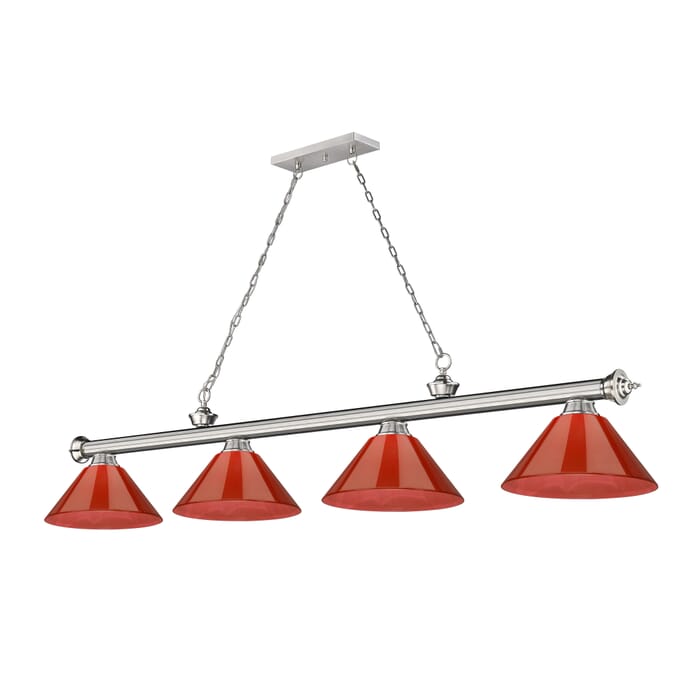 Z-Lite Cordon 4-Light Linear Pendant Light In Brushed Nickel Z-Lite Cordon 4-Light Linear Pendant Light In Brushed Nickel