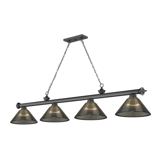 Z-Lite Cordon 4-Light Linear Pendant Light In Bronze Plate Z-Lite Cordon 4-Light Linear Pendant Light In Bronze Plate