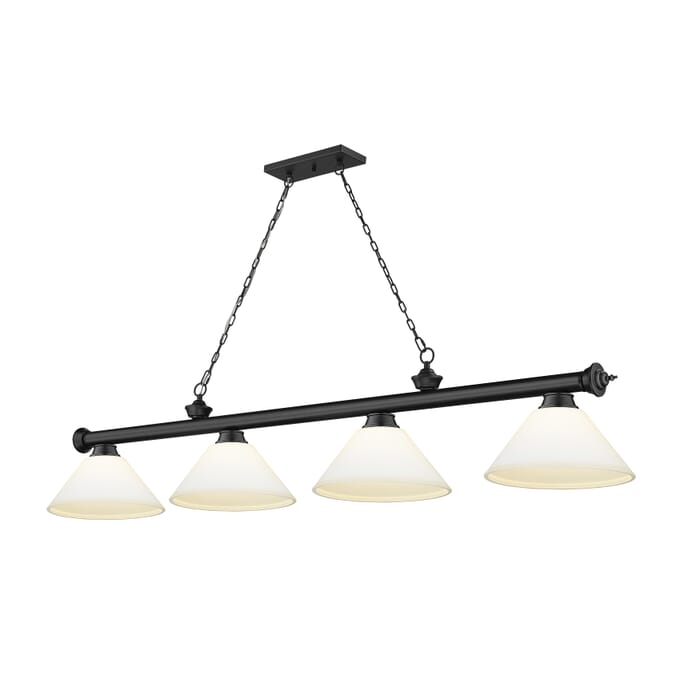 Z-Lite Cordon 4-Light Linear Pendant Light In Matte Black Z-Lite Cordon 4-Light Linear Pendant Light In Matte Black