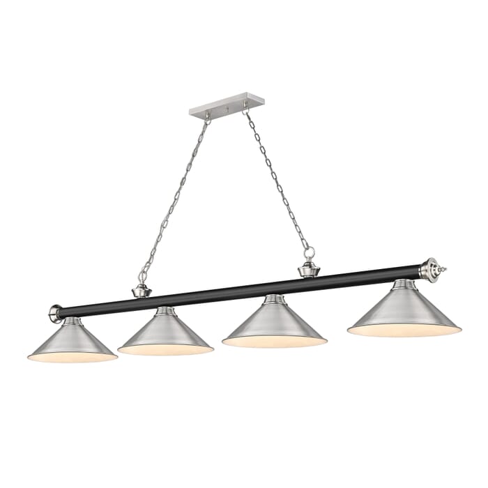 Z-Lite Cordon 4-Light Linear Pendant Light In Matte Black With Brushed Nickel Z-Lite Cordon 4-Light Linear Pendant Light In Matte Black With Brushed Nickel
