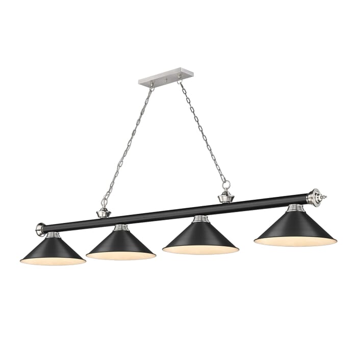 Z-Lite Cordon 4-Light Linear Pendant Light In Matte Black With Brushed Nickel Z-Lite Cordon 4-Light Linear Pendant Light In Matte Black With Brushed Nickel