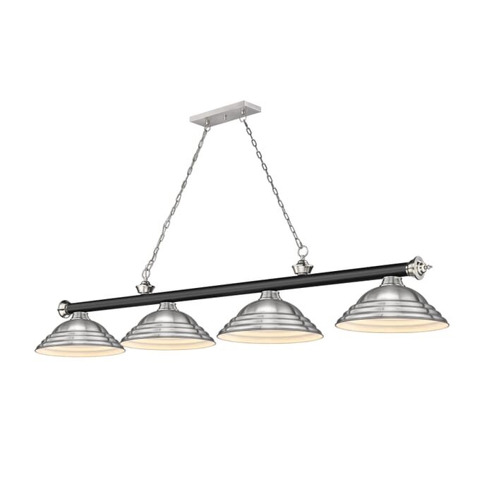 Z-Lite Cordon 4-Light Linear Pendant Light In Matte Black With Brushed Nickel Z-Lite Cordon 4-Light Linear Pendant Light In Matte Black With Brushed Nickel
