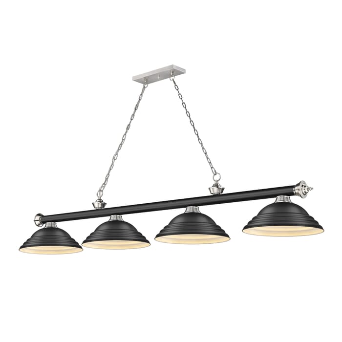 Z-Lite Cordon 4-Light Linear Pendant Light In Matte Black With Brushed Nickel Z-Lite Cordon 4-Light Linear Pendant Light In Matte Black With Brushed Nickel