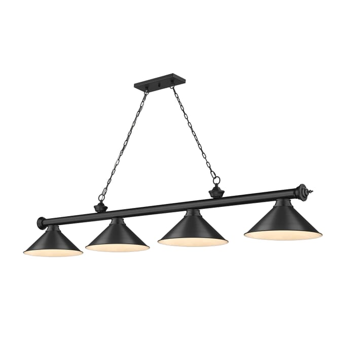 Z-Lite Cordon 4-Light Linear Pendant Light In Matte Black Z-Lite Cordon 4-Light Linear Pendant Light In Matte Black