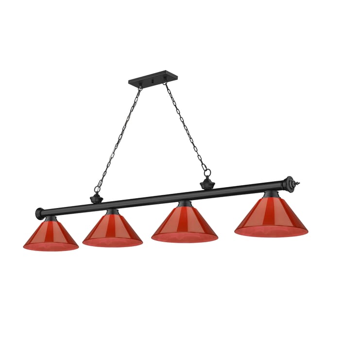 Z-Lite Cordon 4-Light Linear Pendant Light In Matte Black Z-Lite Cordon 4-Light Linear Pendant Light In Matte Black