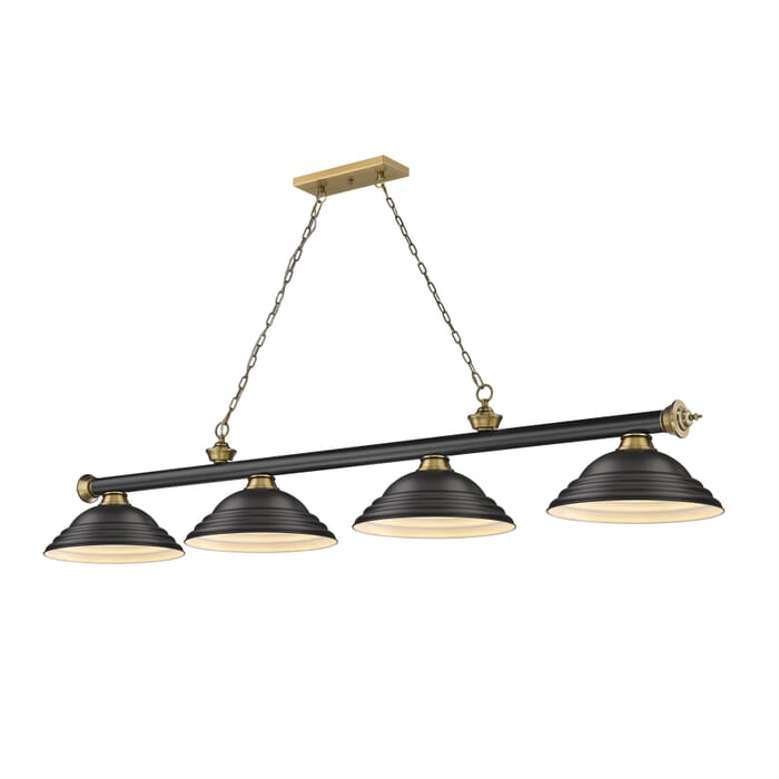 Z-Lite Cordon 4-Light Linear Pendant Light In Matte Black With Rubbed Brass Z-Lite Cordon 4-Light Linear Pendant Light In Matte Black With Rubbed Brass