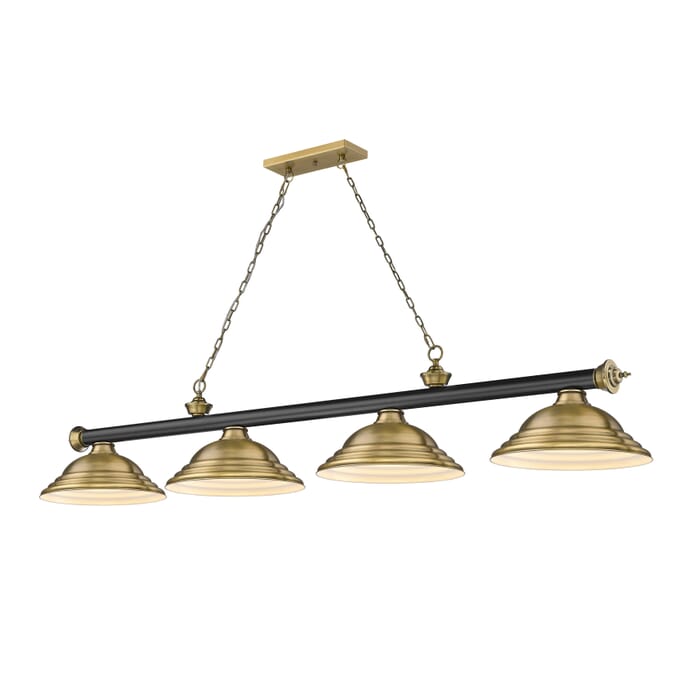 Z-Lite Cordon 4-Light Linear Pendant Light In Matte Black With Rubbed Brass Z-Lite Cordon 4-Light Linear Pendant Light In Matte Black With Rubbed Brass