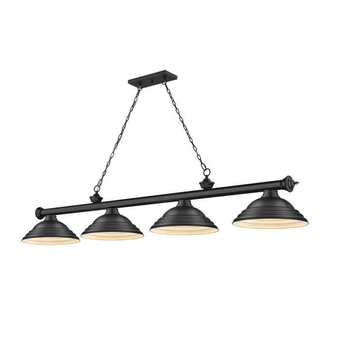 Z-Lite Cordon 4-Light Linear Pendant Light In Matte Black Z-Lite Cordon 4-Light Linear Pendant Light In Matte Black