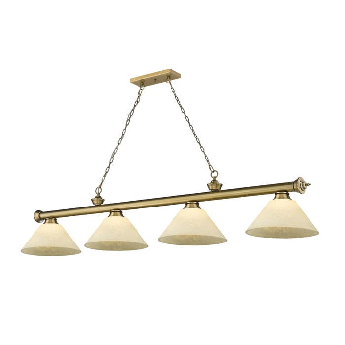 Z-Lite Cordon 4-Light Linear Pendant Light In Rubbed Brass Z-Lite Cordon 4-Light Linear Pendant Light In Rubbed Brass