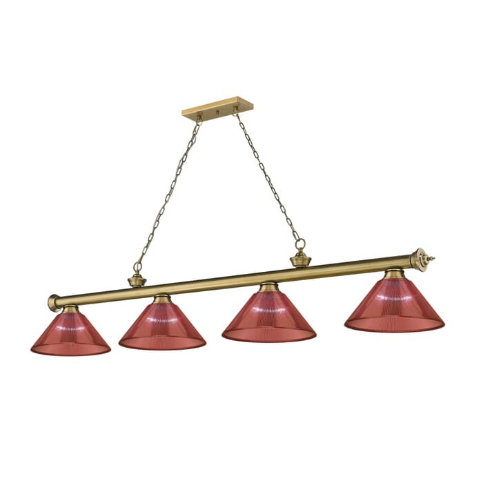 Z-Lite Cordon 4-Light Linear Pendant Light In Rubbed Brass Z-Lite Cordon 4-Light Linear Pendant Light In Rubbed Brass