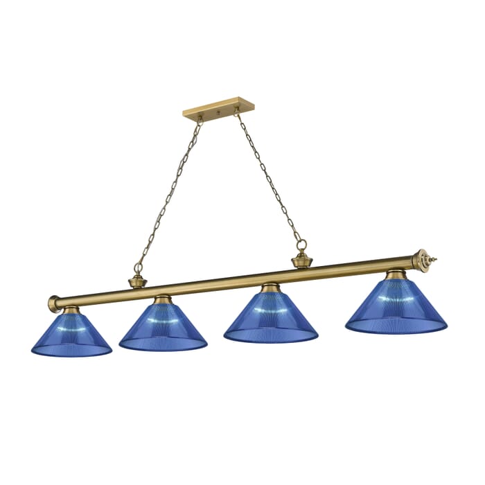 Z-Lite Cordon 4-Light Linear Pendant Light In Rubbed Brass Z-Lite Cordon 4-Light Linear Pendant Light In Rubbed Brass