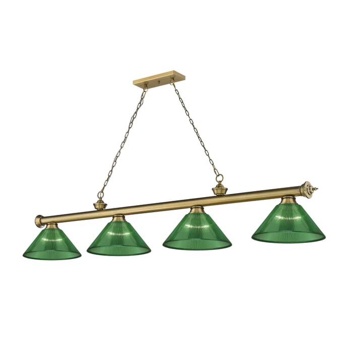 Z-Lite Cordon 4-Light Linear Pendant Light In Rubbed Brass Z-Lite Cordon 4-Light Linear Pendant Light In Rubbed Brass