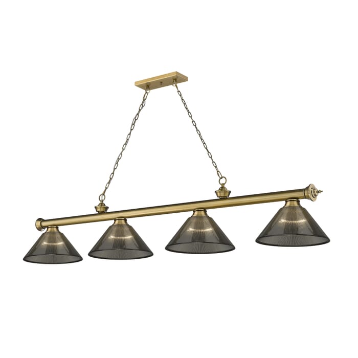 Z-Lite Cordon 4-Light Linear Pendant Light In Rubbed Brass Z-Lite Cordon 4-Light Linear Pendant Light In Rubbed Brass