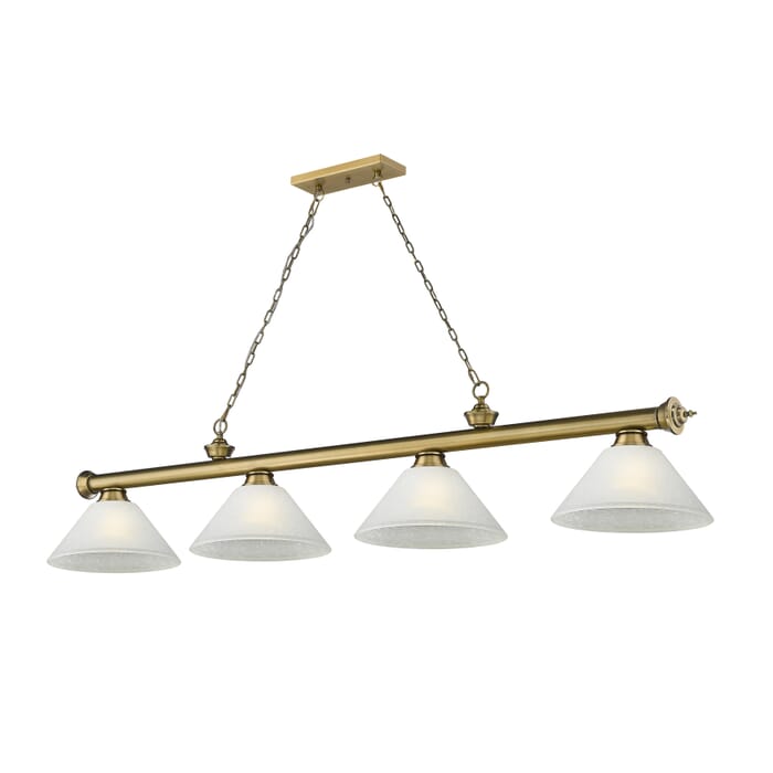 Z-Lite Cordon 4-Light Linear Pendant Light In Rubbed Brass Z-Lite Cordon 4-Light Linear Pendant Light In Rubbed Brass