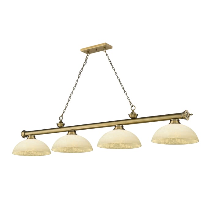 Z-Lite Cordon 4-Light Linear Pendant Light In Rubbed Brass Z-Lite Cordon 4-Light Linear Pendant Light In Rubbed Brass
