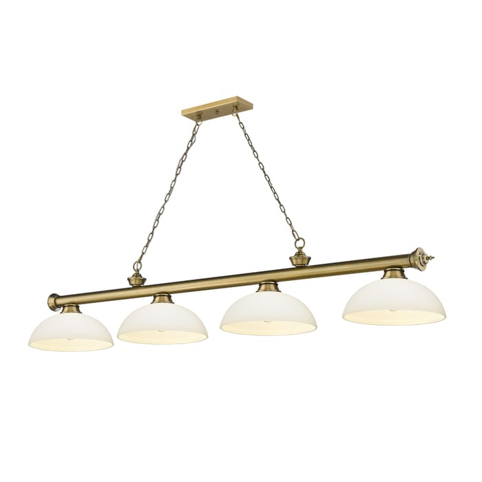 Z-Lite Cordon 4-Light Linear Pendant Light In Rubbed Brass Z-Lite Cordon 4-Light Linear Pendant Light In Rubbed Brass