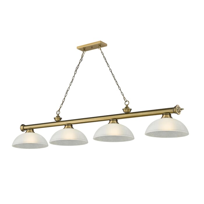 Z-Lite Cordon 4-Light Linear Pendant Light In Rubbed Brass Z-Lite Cordon 4-Light Linear Pendant Light In Rubbed Brass
