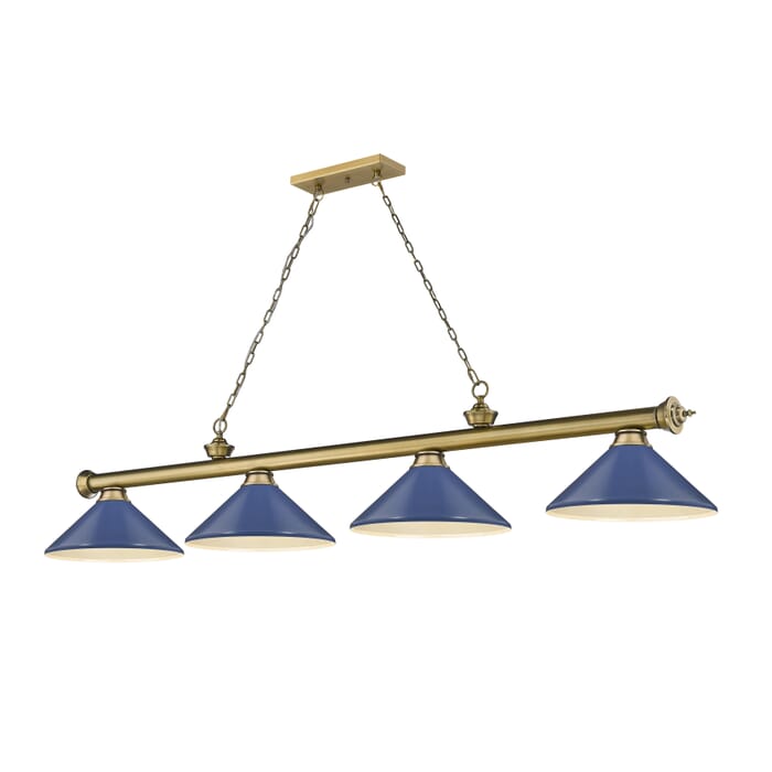 Z-Lite Cordon 4-Light Linear Pendant Light In Rubbed Brass Z-Lite Cordon 4-Light Linear Pendant Light In Rubbed Brass