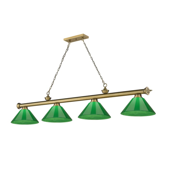 Z-Lite Cordon 4-Light Linear Pendant Light In Rubbed Brass Z-Lite Cordon 4-Light Linear Pendant Light In Rubbed Brass